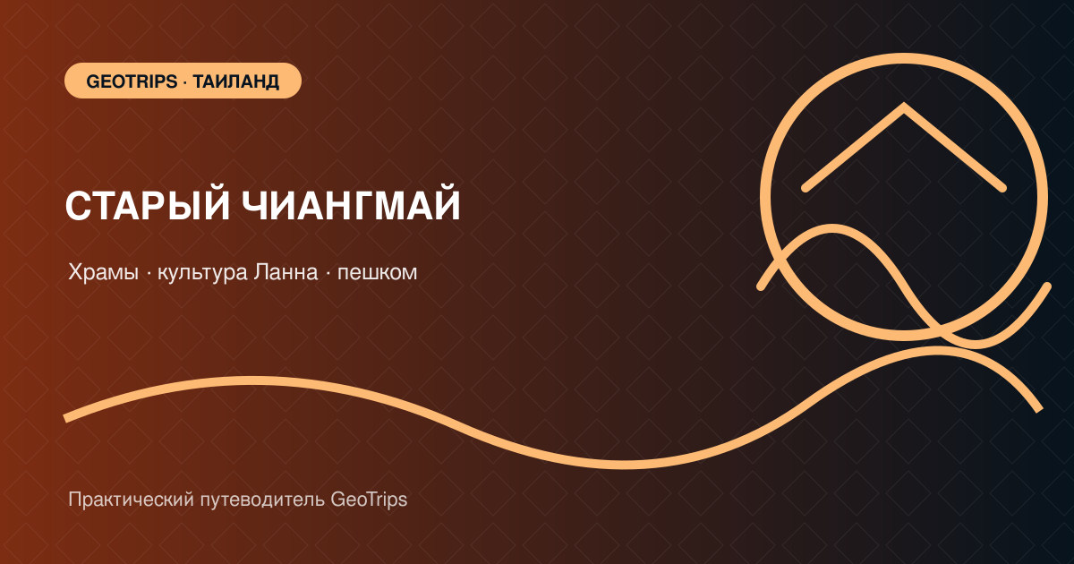 Оригинальная обложка GeoTrips: храмовый силуэт Ланна и улицы старого Чиангмая