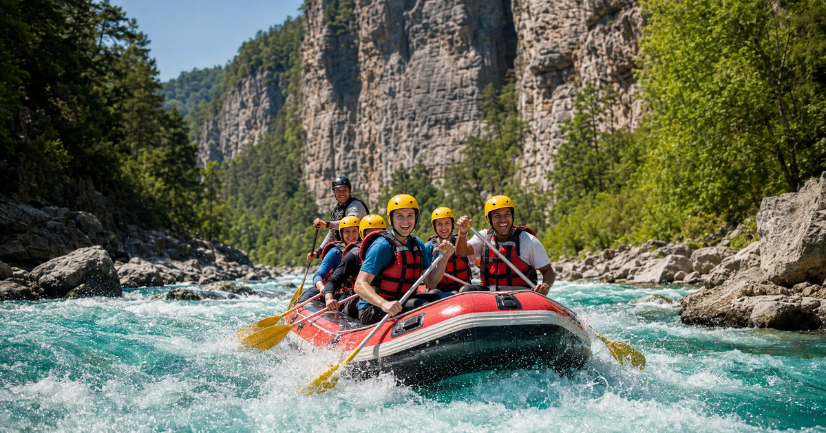 Оригинальная обложка GeoTrips: рафт на порогах каньона Кёпрюлю