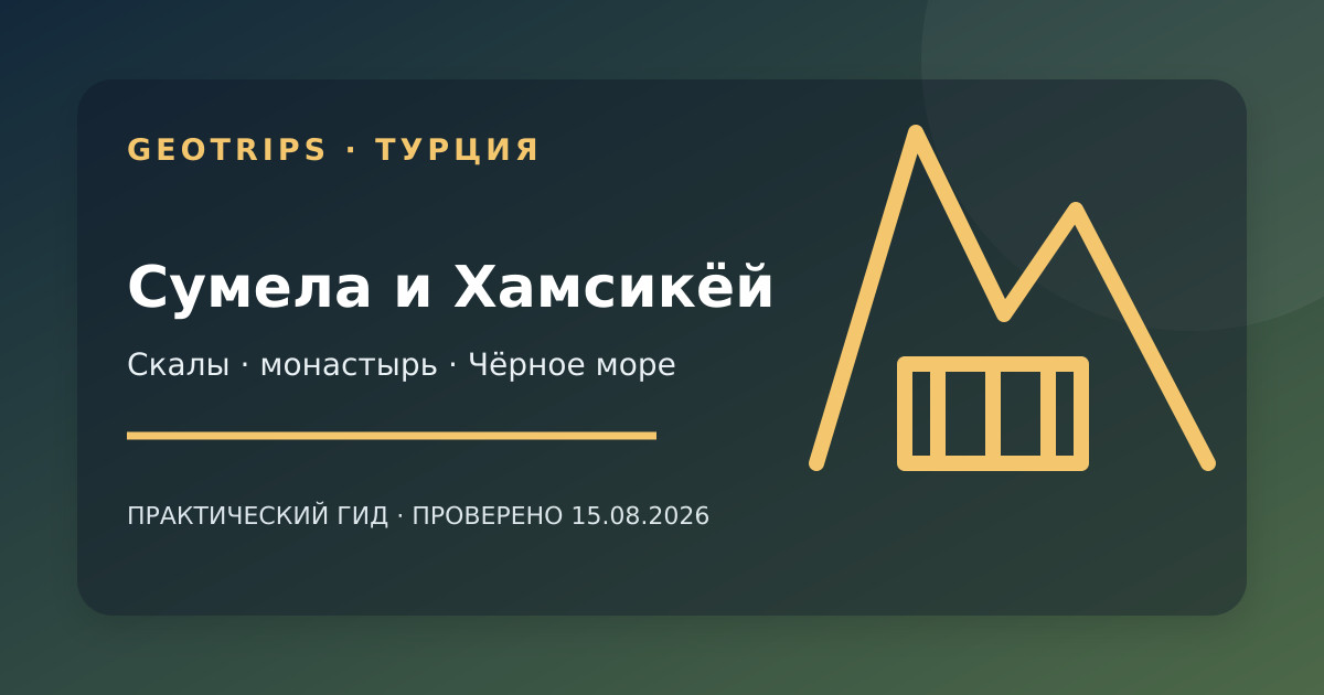Оригинальная обложка GeoTrips: монастырь Сумела на скале и зелёные горы Хамсикёя
