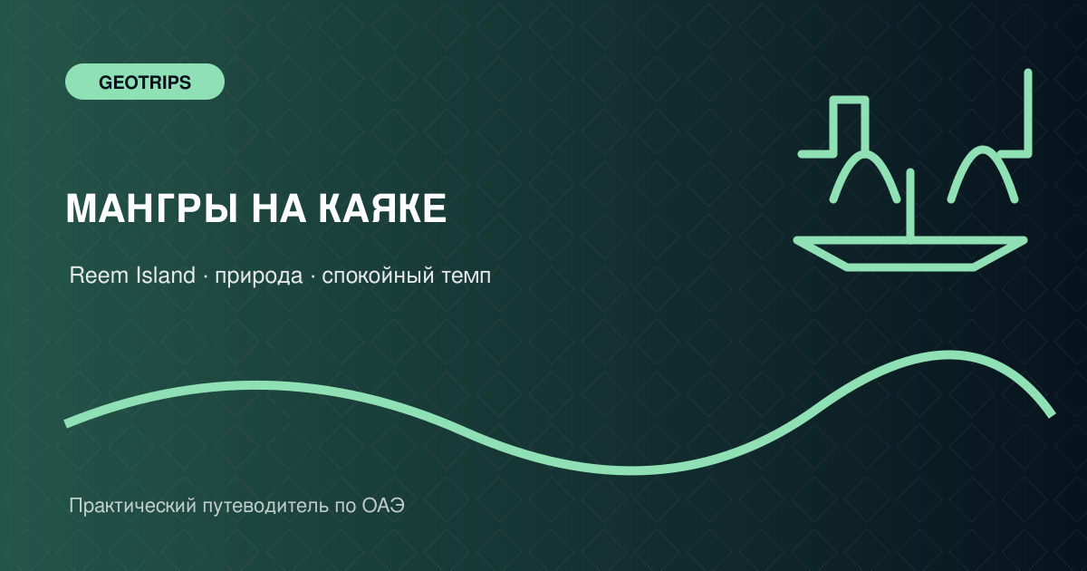 Оригинальная обложка GeoTrips: каяк между манграми на фоне skyline Абу-Даби