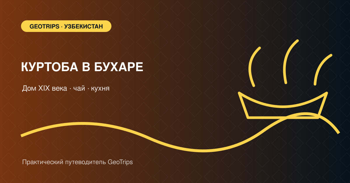 Оригинальная обложка GeoTrips: чайный стол и приготовление куртобы во дворе бухарского дома