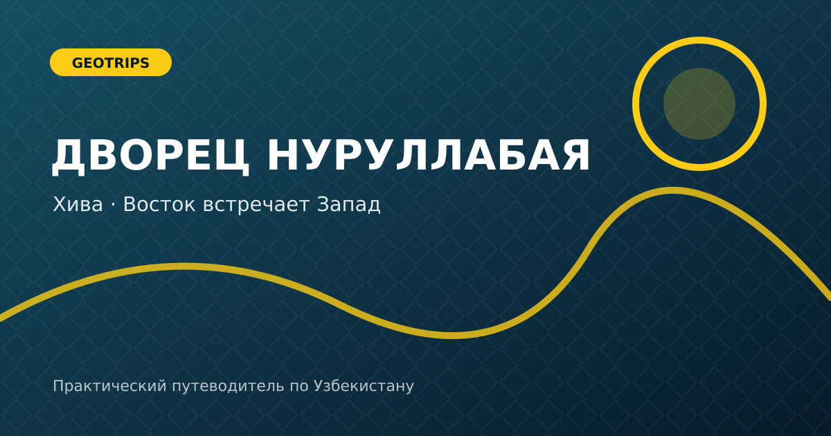 Оригинальная обложка GeoTrips: дворцовый интерьер Нуруллабая с восточным орнаментом и европейской люстрой